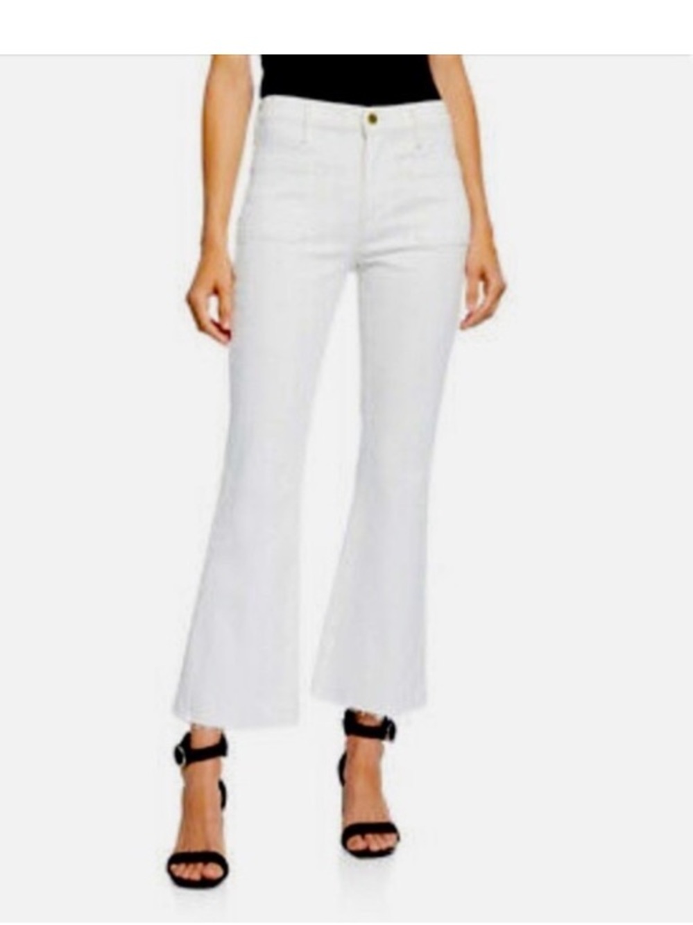 Frame Denim White Cropped Flare Jeans